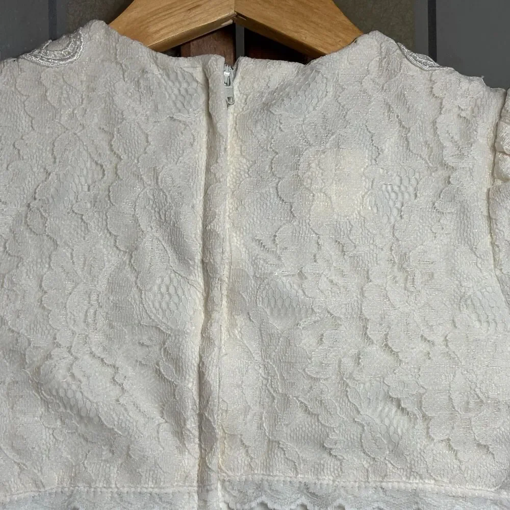 Jessica McClintok Vintage Christening Lace Embroidered Baptism Dress Size 6